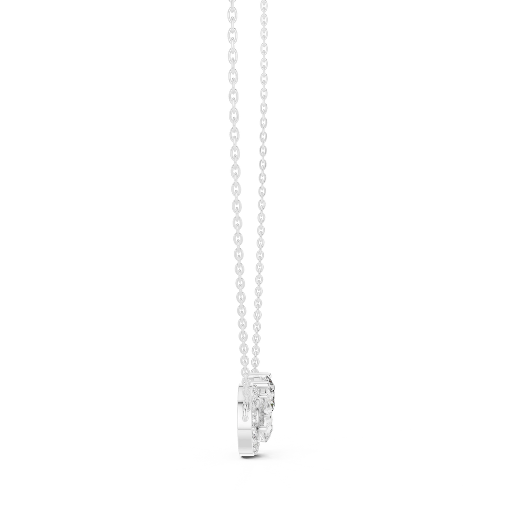 Pear Halo and Round Toi et Moi Moissanite Pendant in white 925 sterling silver, view 3