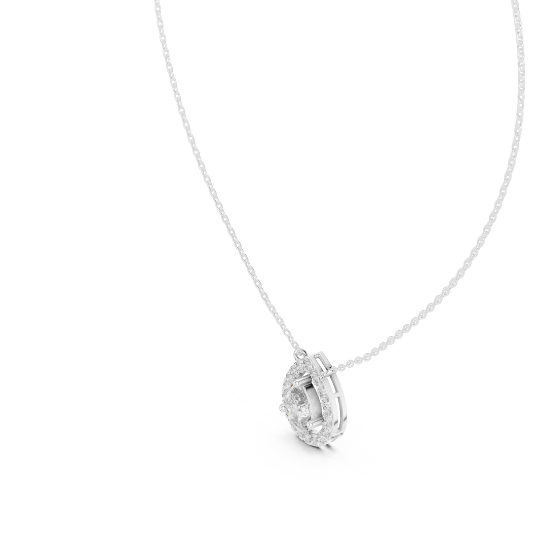 Pear Halo Moissanite Station Pendant in white 925 sterling silver, view 2