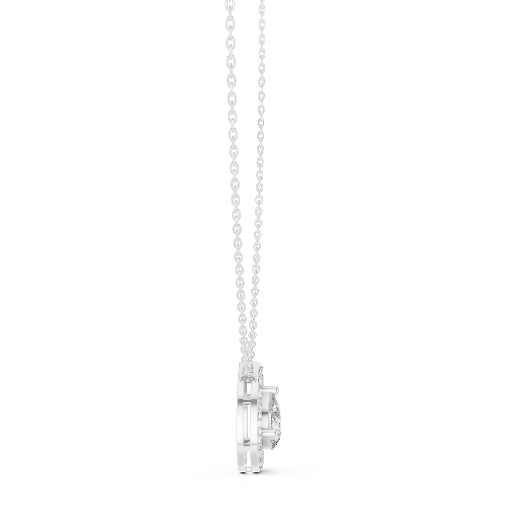 Pear Halo Moissanite Station Pendant in white 925 sterling silver, view 3