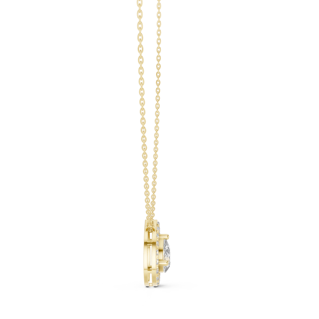 Pear Halo Moissanite Station Pendant in yellow 925 sterling silver, view 3