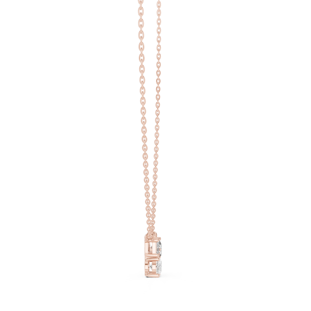 Mixed Shape Three Stone Cluster Moissanite Pendant in rose 925 sterling silver, view 3
