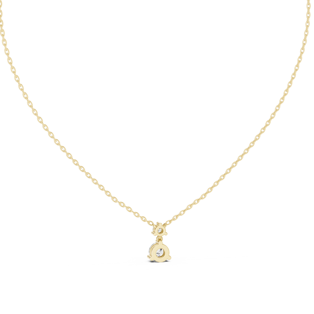 Round Two Stone Moissanite Drop Pendant in yellow 925 sterling silver, view 4
