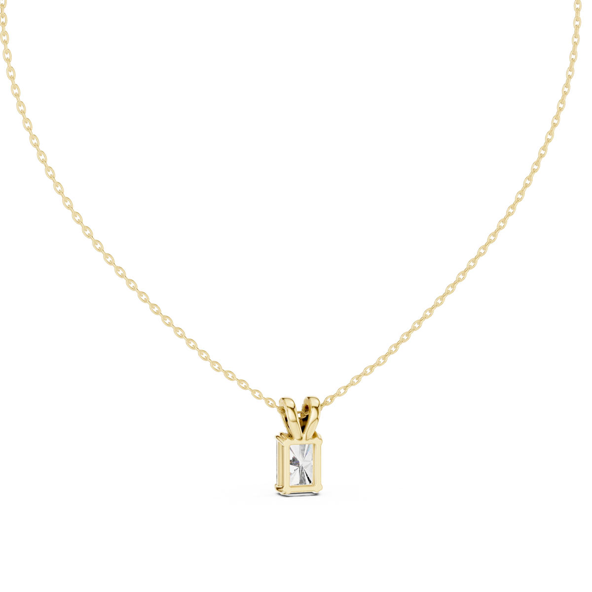 Radiant Cut Moissanite Solitaire Pendant with Pavé Bail in yellow 925 sterling silver, view 4