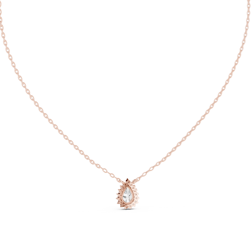 Pear Halo Moissanite Side Loop Pendant in rose 925 sterling silver, view 4