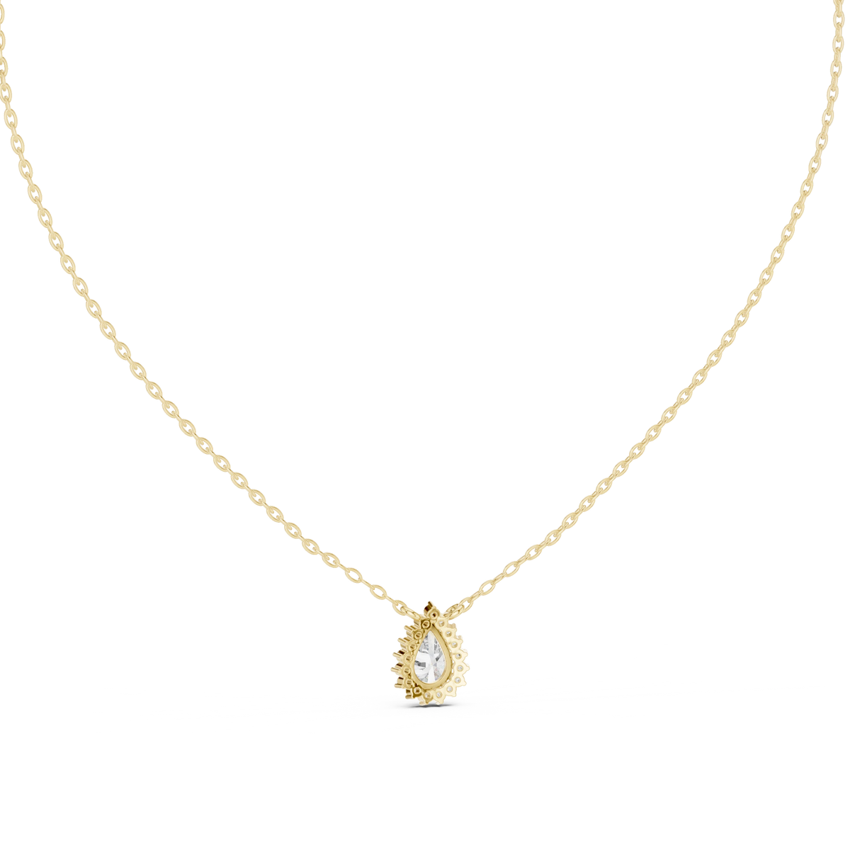 Pear Halo Moissanite Side Loop Pendant in yellow 925 sterling silver, view 4