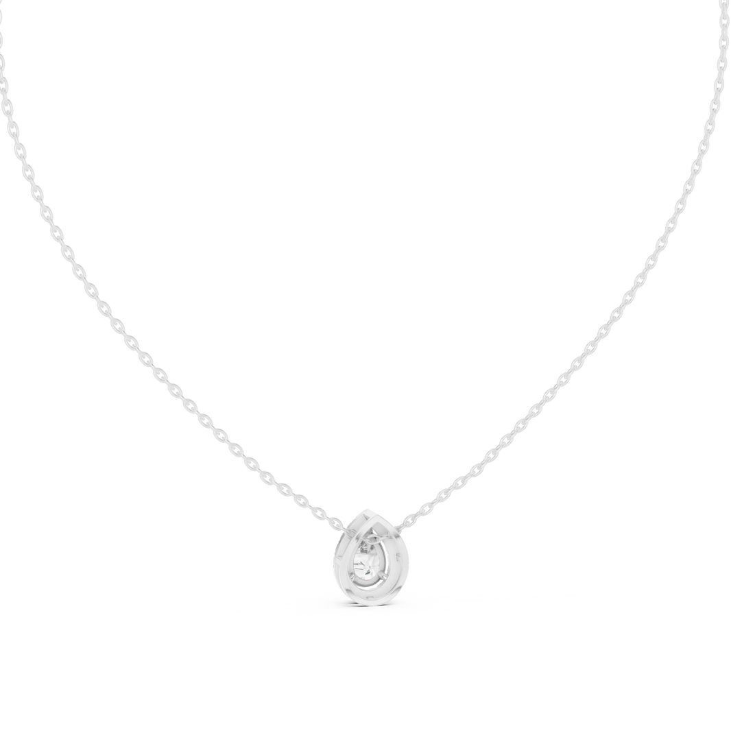 Pear Halo Moissanite Slide Pendant in white 925 sterling silver, view 4