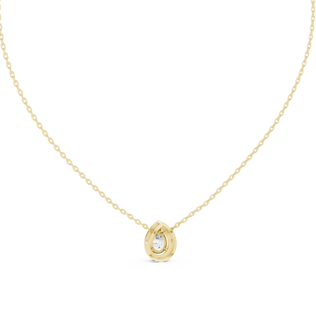 Pear Halo Moissanite Slide Pendant in yellow 925 sterling silver, view 4