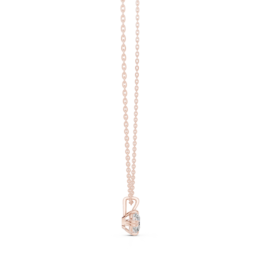 Round Moissanite Double Claw Solitaire Pendant in rose 925 sterling silver, view 3