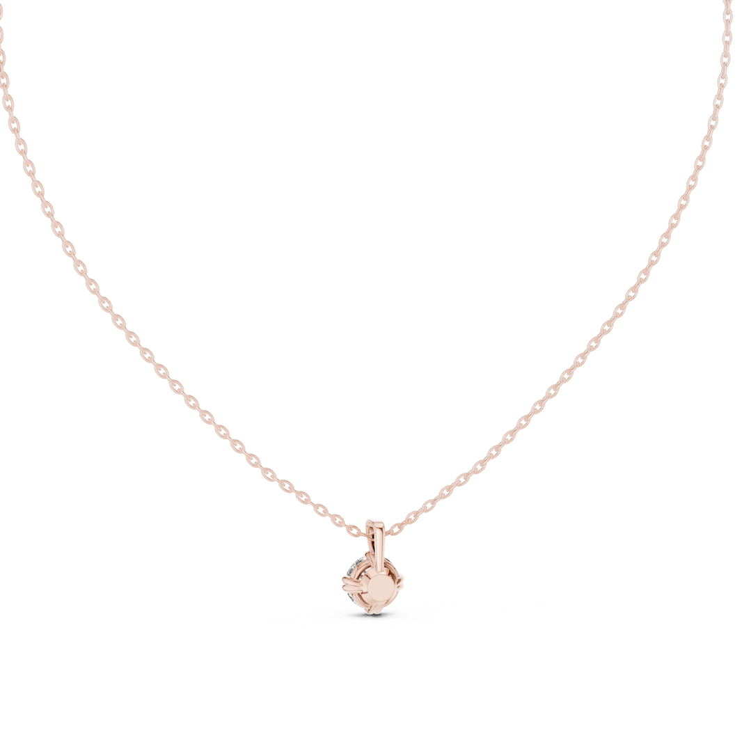 Round Moissanite Double Claw Solitaire Pendant in rose 925 sterling silver, view 4