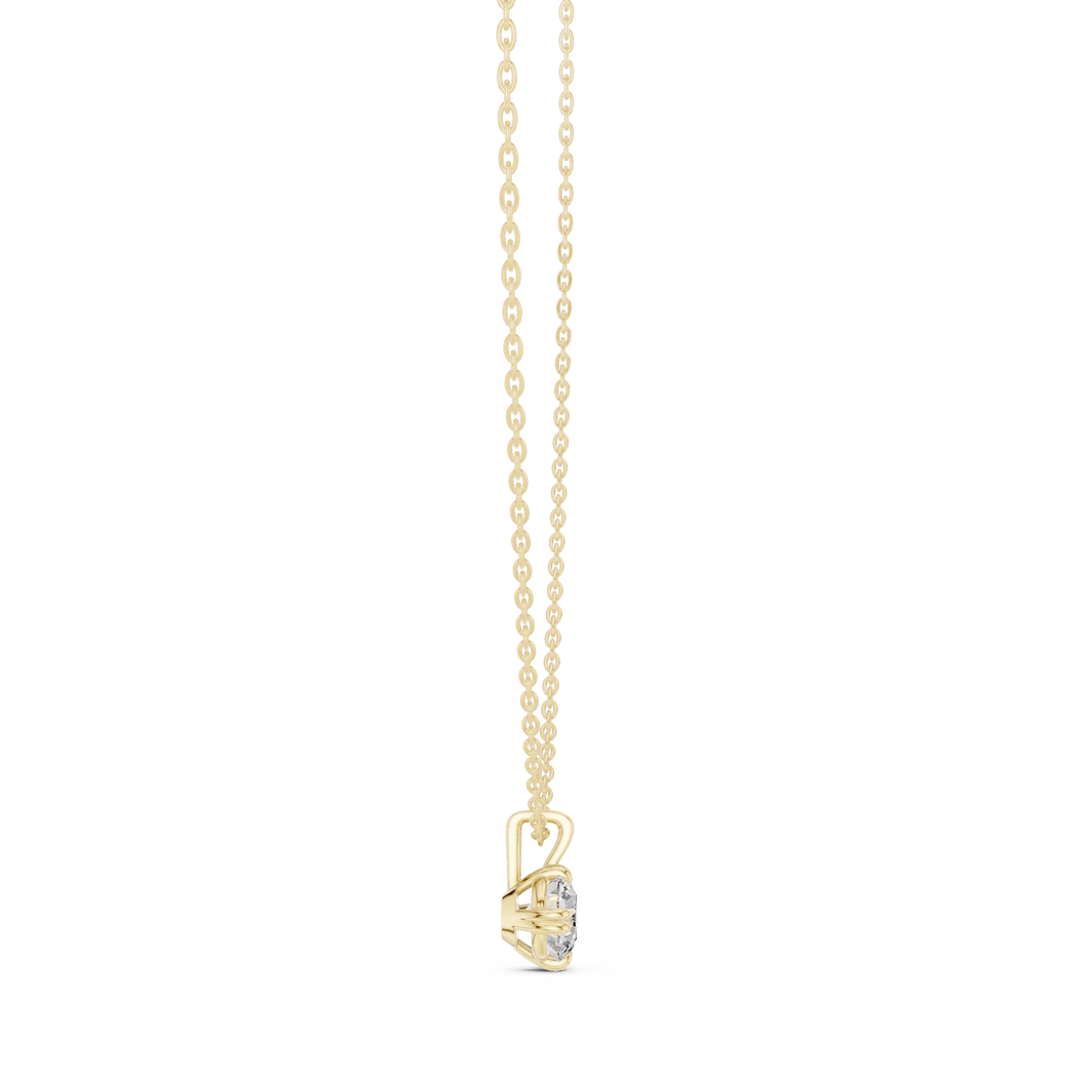 Round Moissanite Double Claw Solitaire Pendant in yellow 925 sterling silver, view 3