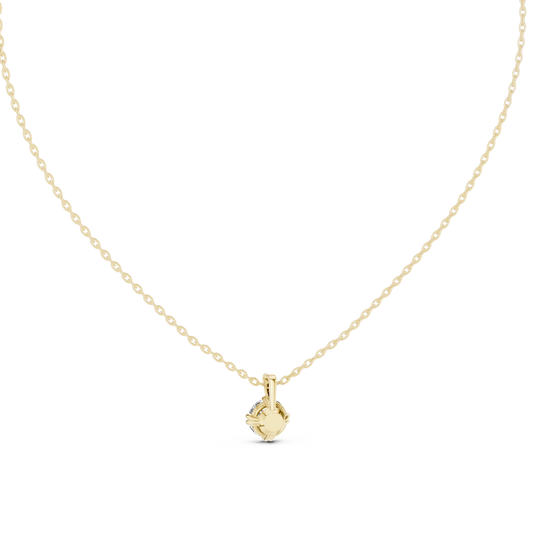 Round Moissanite Double Claw Solitaire Pendant in yellow 925 sterling silver, view 4