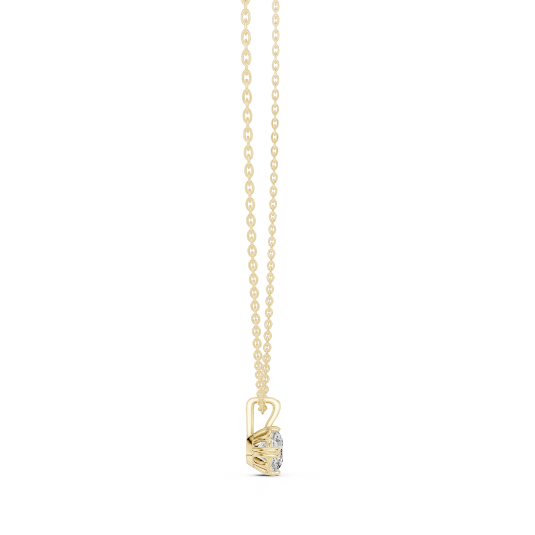 Round Moissanite Bead Tip Prong Solitaire Pendant in yellow 925 sterling silver, view 3