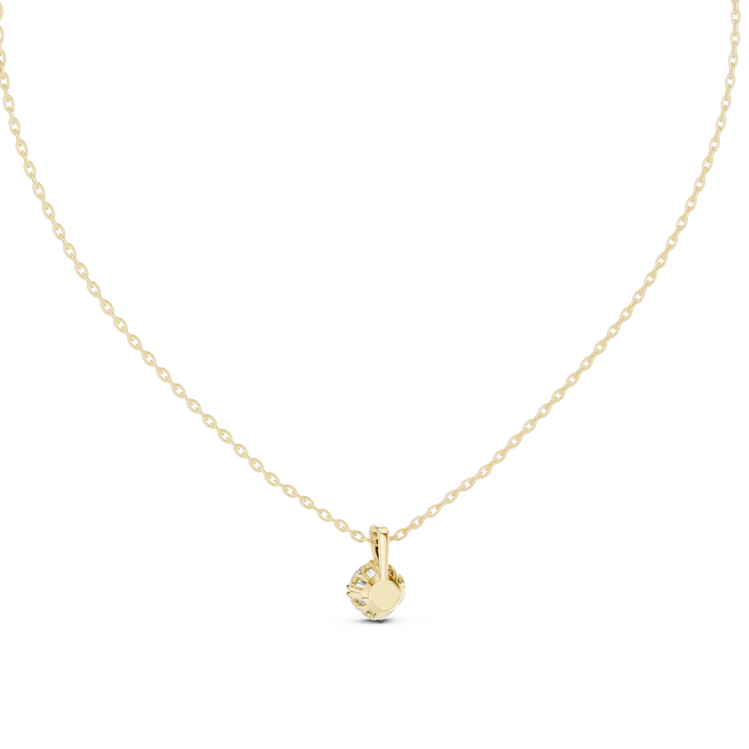 Round Moissanite Bead Tip Prong Solitaire Pendant in yellow 925 sterling silver, view 4