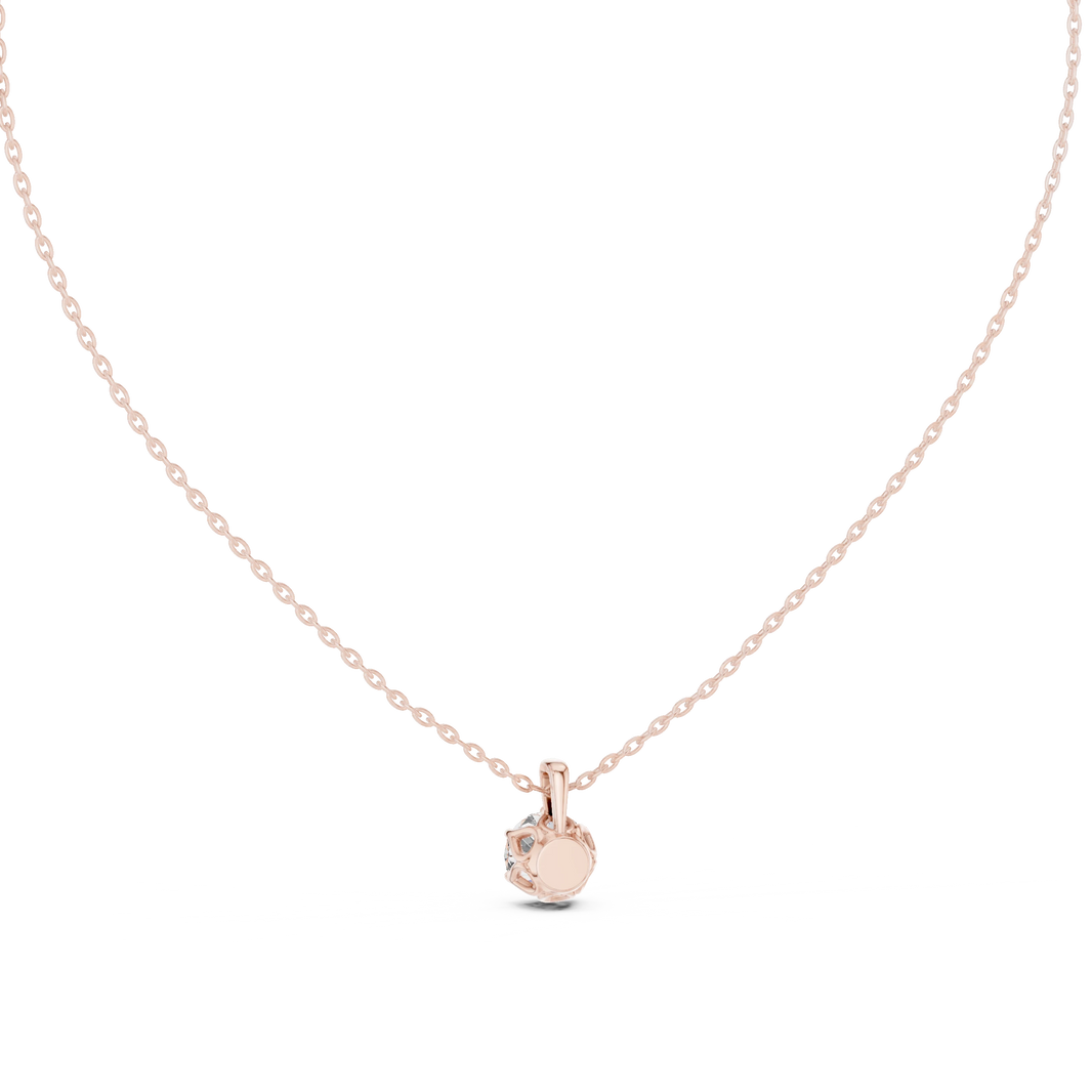 Round Moissanite Six Prong Tulip Solitaire Pendant in rose 925 sterling silver, view 4