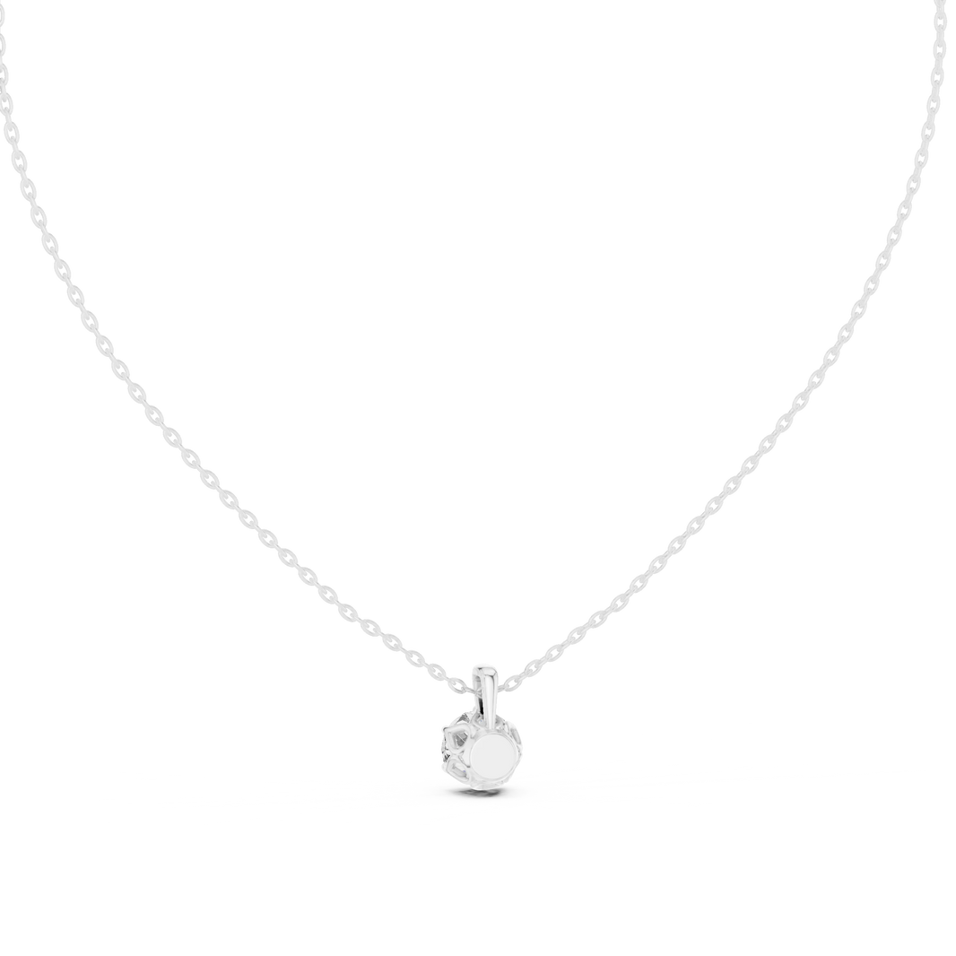 Round Moissanite Six Prong Tulip Solitaire Pendant in white 925 sterling silver, view 4