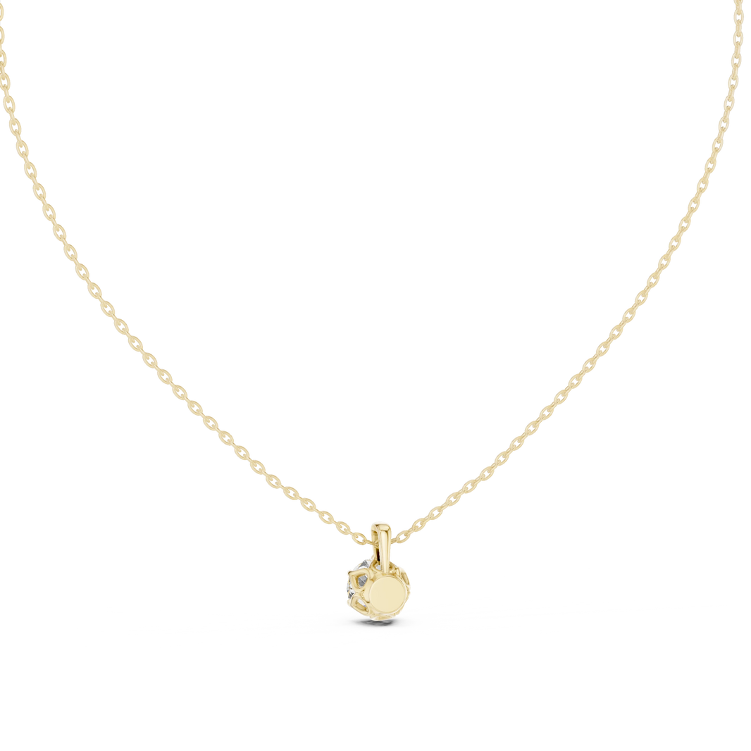 Round Moissanite Six Prong Tulip Solitaire Pendant in yellow 925 sterling silver, view 4