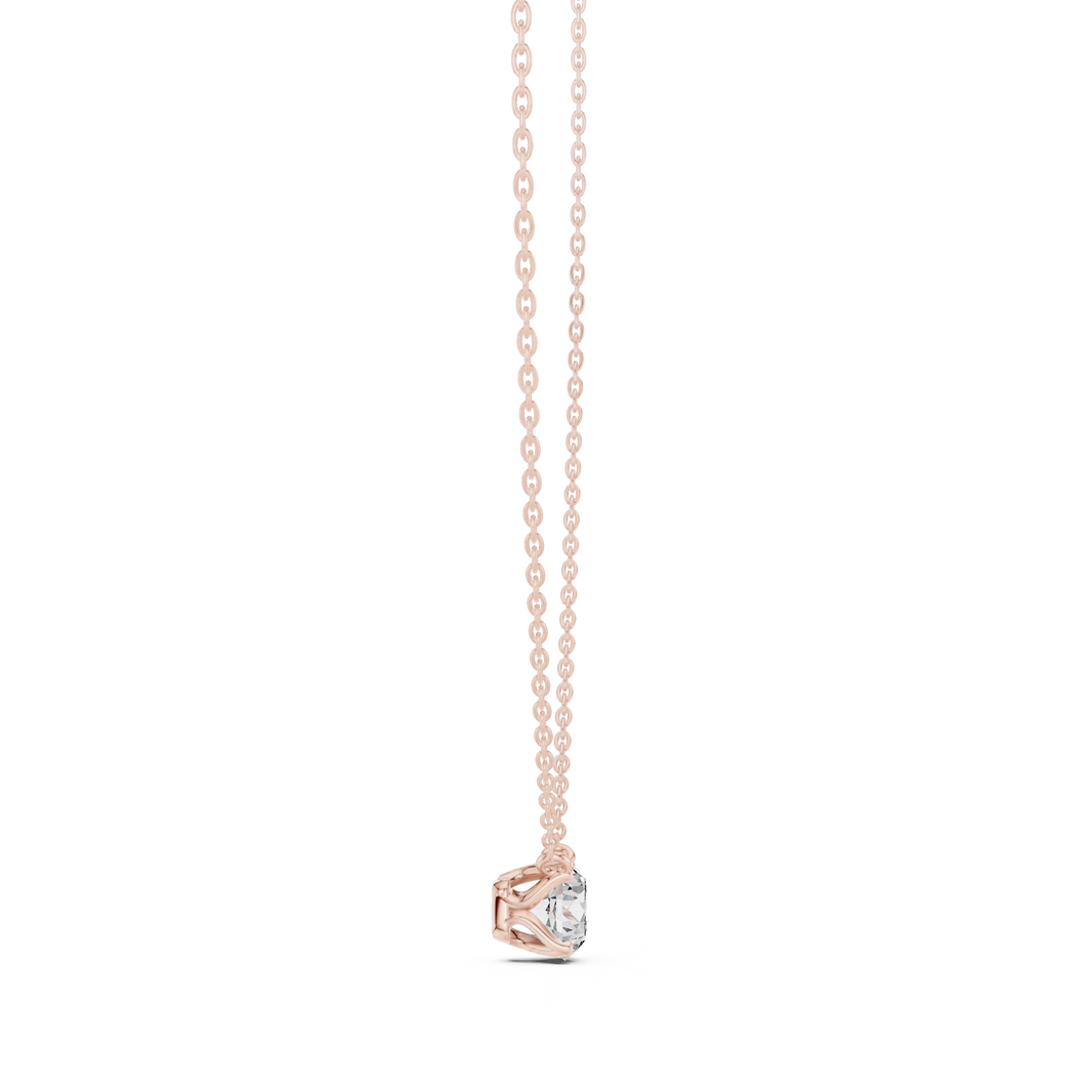 Floating Swirl Basket Round Moissanite Pendant in rose 925 sterling silver, view 3