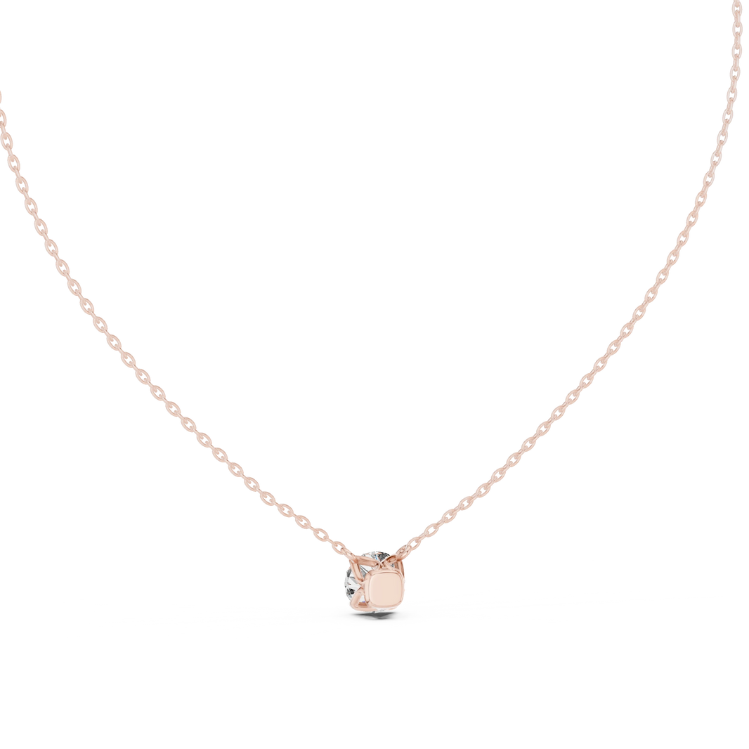 Floating Swirl Basket Round Moissanite Pendant in rose 925 sterling silver, view 4