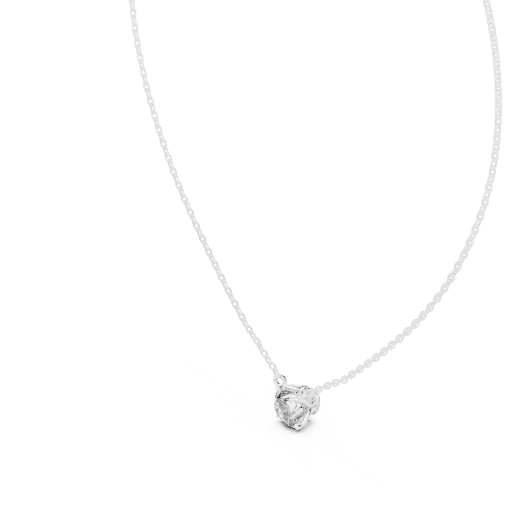 Floating Swirl Basket Round Moissanite Pendant in white 925 sterling silver, view 2