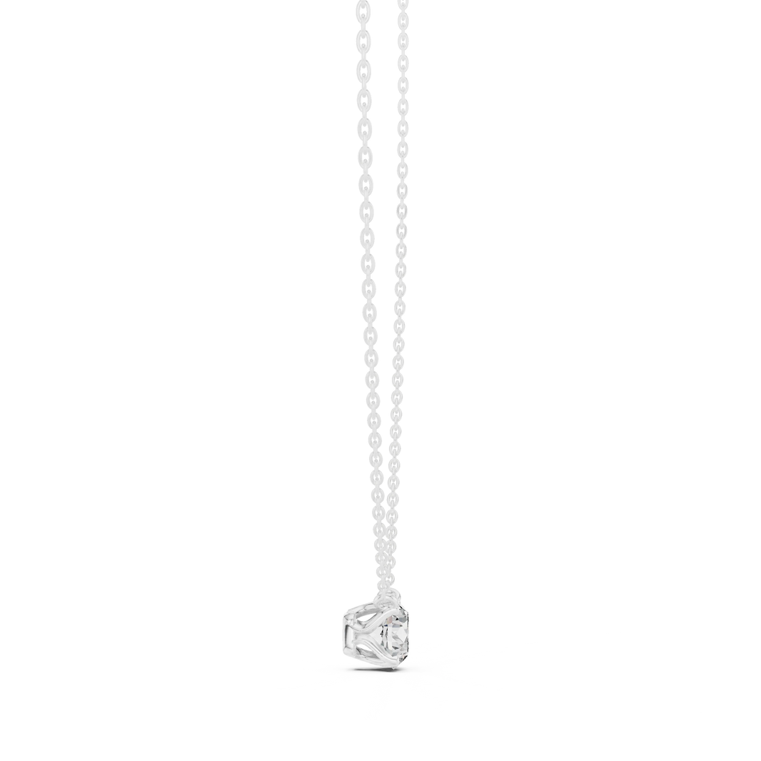Floating Swirl Basket Round Moissanite Pendant in white 925 sterling silver, view 3