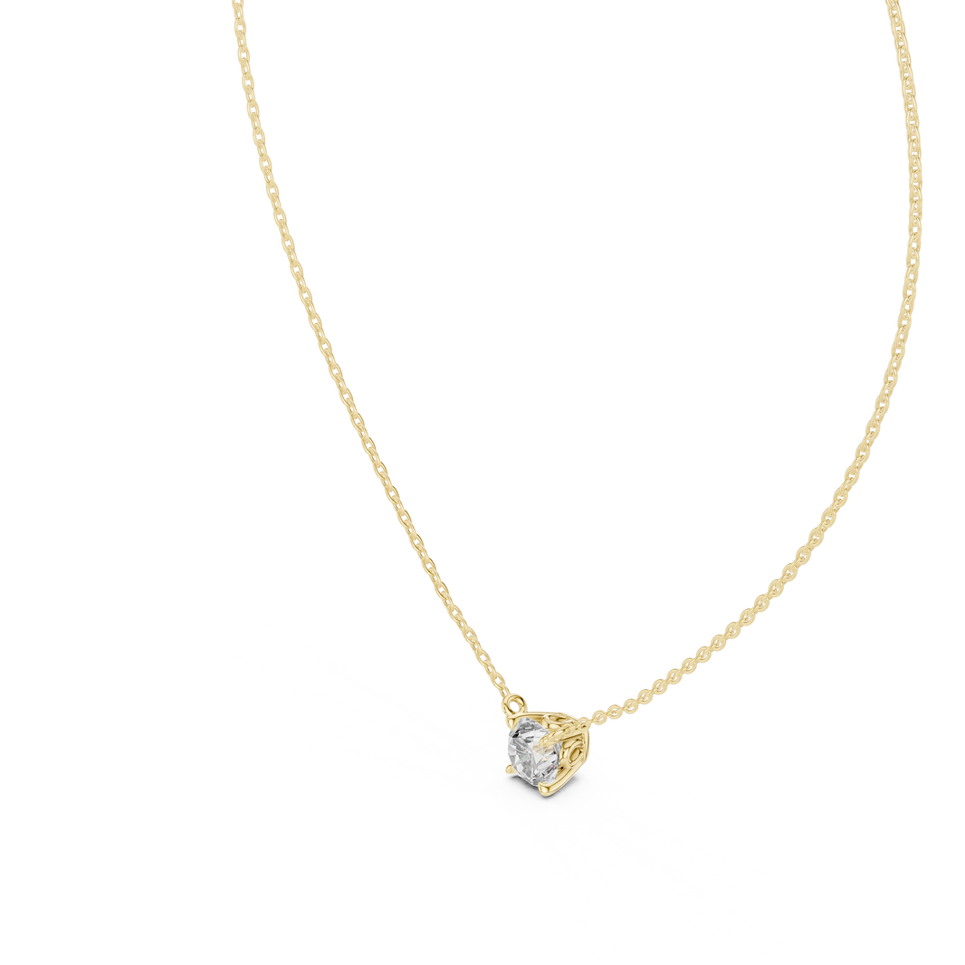 Floating Claw Prong Round Moissanite Pendant in yellow 925 sterling silver, view 2