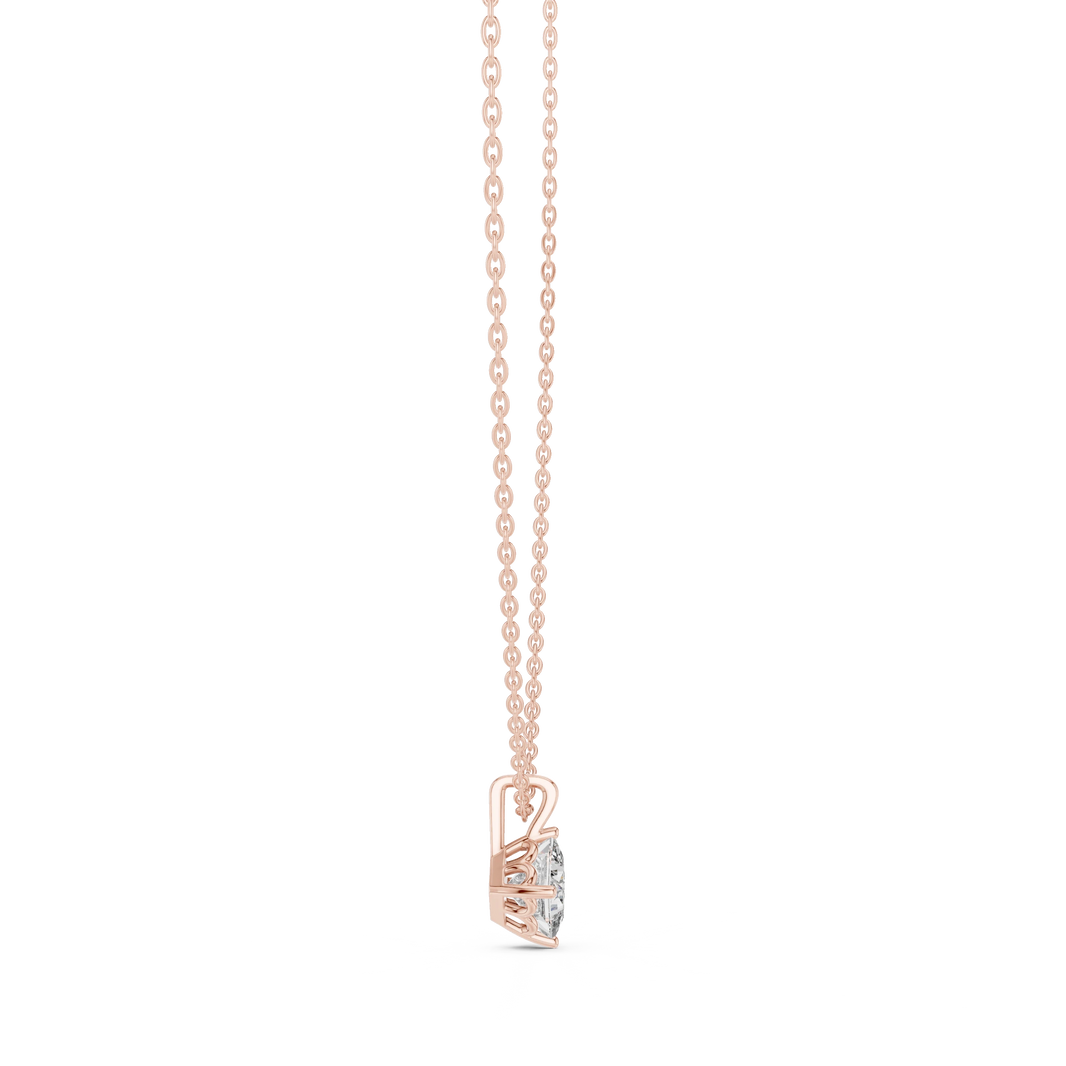 Princess Cut Moissanite Kite Set Solitaire Pendant in rose 925 sterling silver, view 3