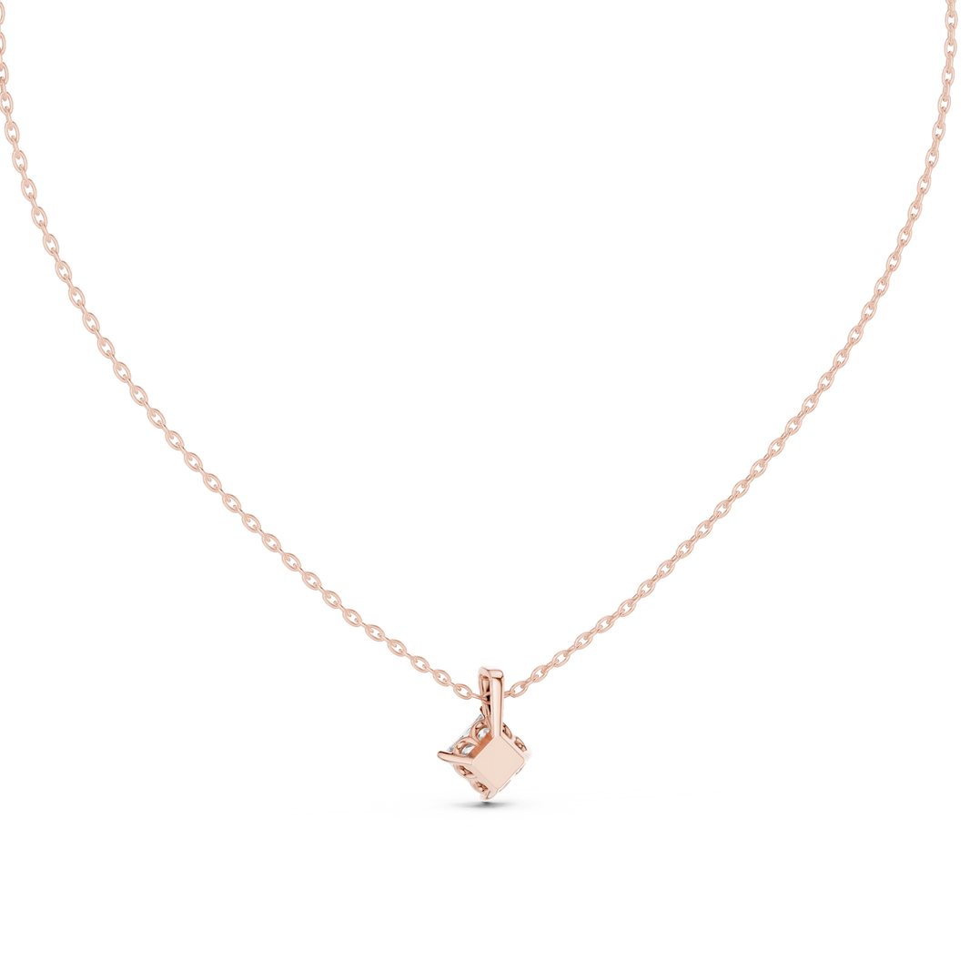 Princess Cut Moissanite Kite Set Solitaire Pendant in rose 925 sterling silver, view 4