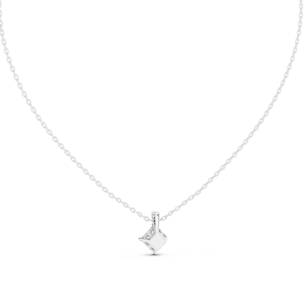 Princess Cut Moissanite Kite Set Solitaire Pendant in white 925 sterling silver, view 4
