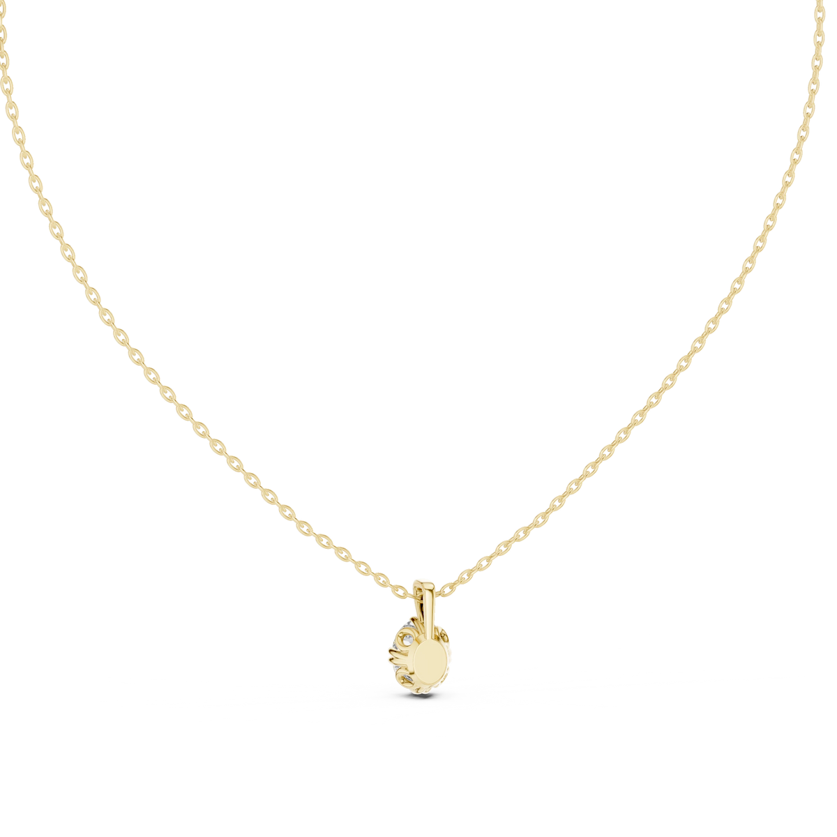 Oval Moissanite Double Claw Solitaire Pendant in yellow 925 sterling silver, view 4