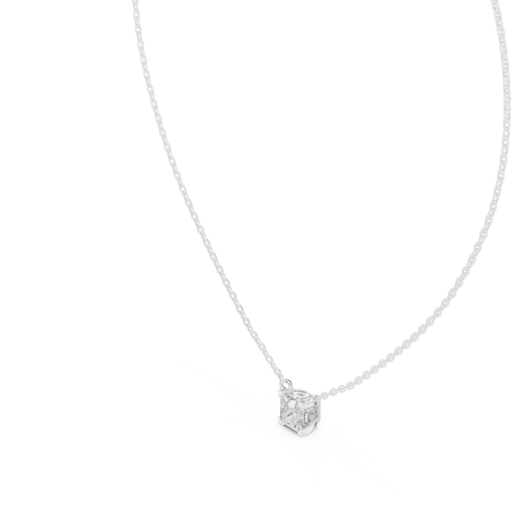 Princess Cut Moissanite Side Loop Solitaire Pendant in white 925 sterling silver, view 2