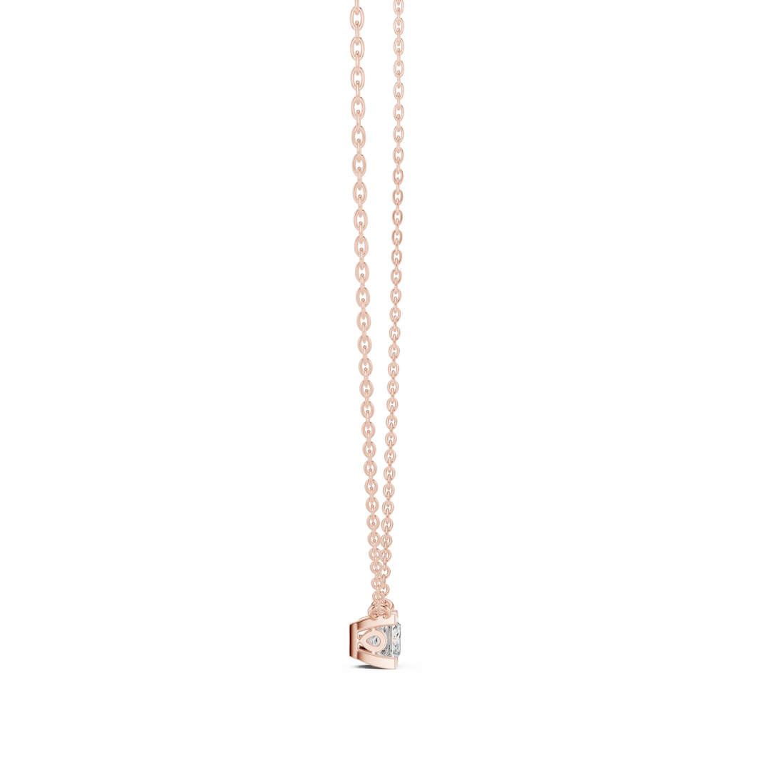 Princess Cut Moissanite Back Loop Solitaire Pendant in rose 925 sterling silver, view 3