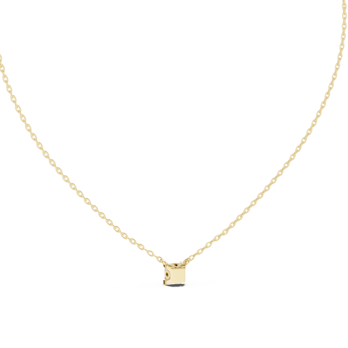 Princess Cut Moissanite Back Loop Solitaire Pendant in yellow 925 sterling silver, view 4