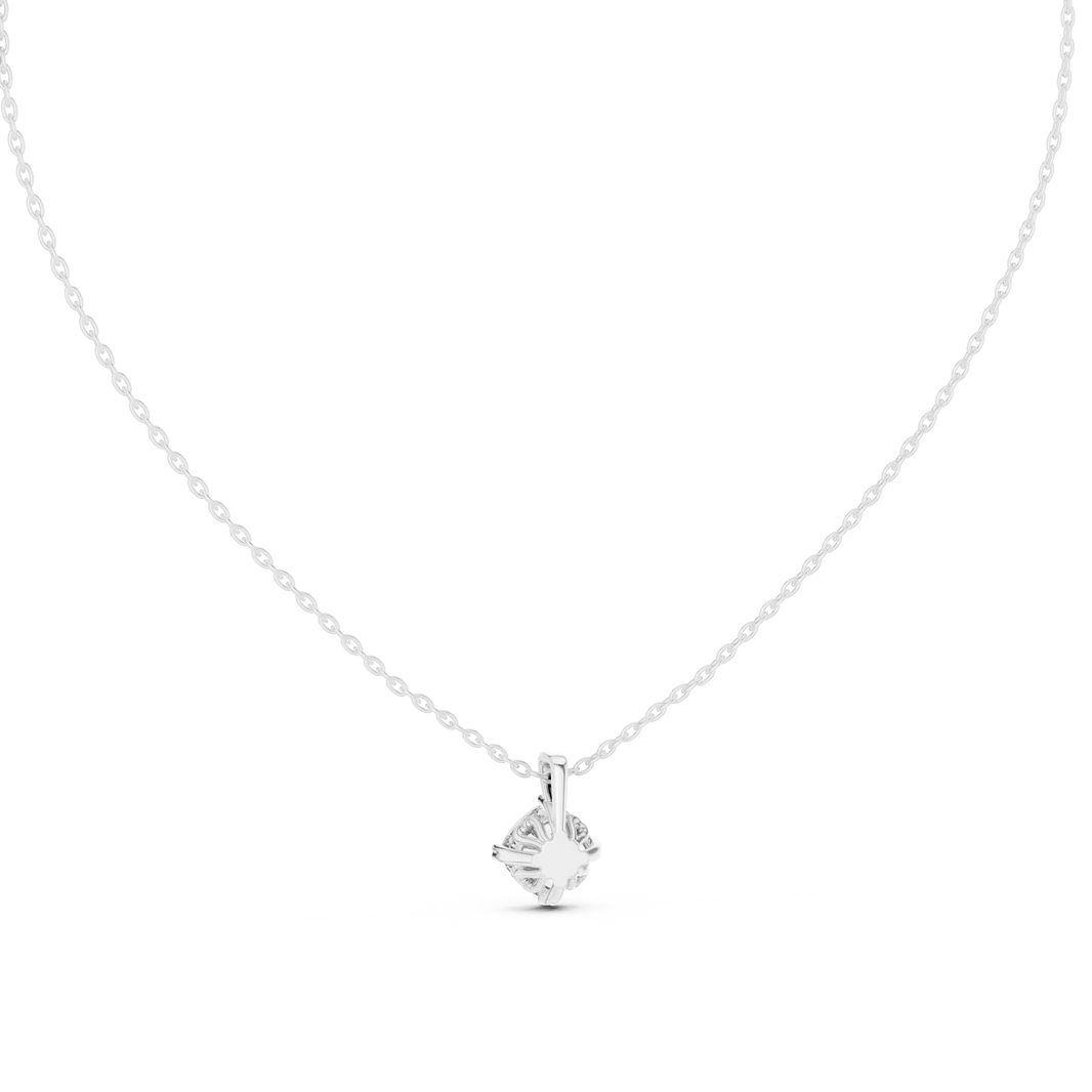 Cushion Cut Moissanite Compass Prong Solitaire Pendant in white 925 sterling silver, view 4
