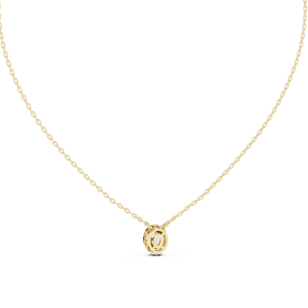 Oval Halo Moissanite Back Loop Pendant in yellow 925 sterling silver, view 4