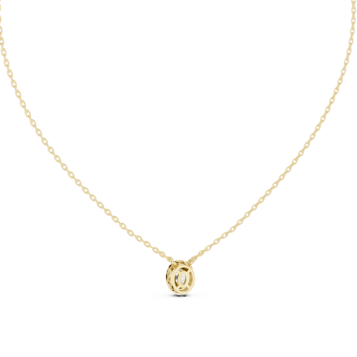 Oval Halo Moissanite Back Loop Pendant in yellow 925 sterling silver, view 4