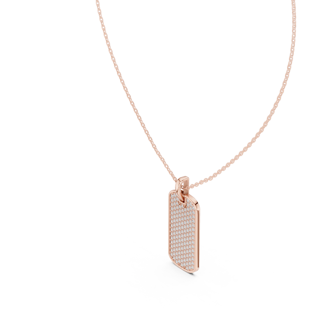 Pavé Moissanite Dog Tag Pendant in rose 925 sterling silver, view 2