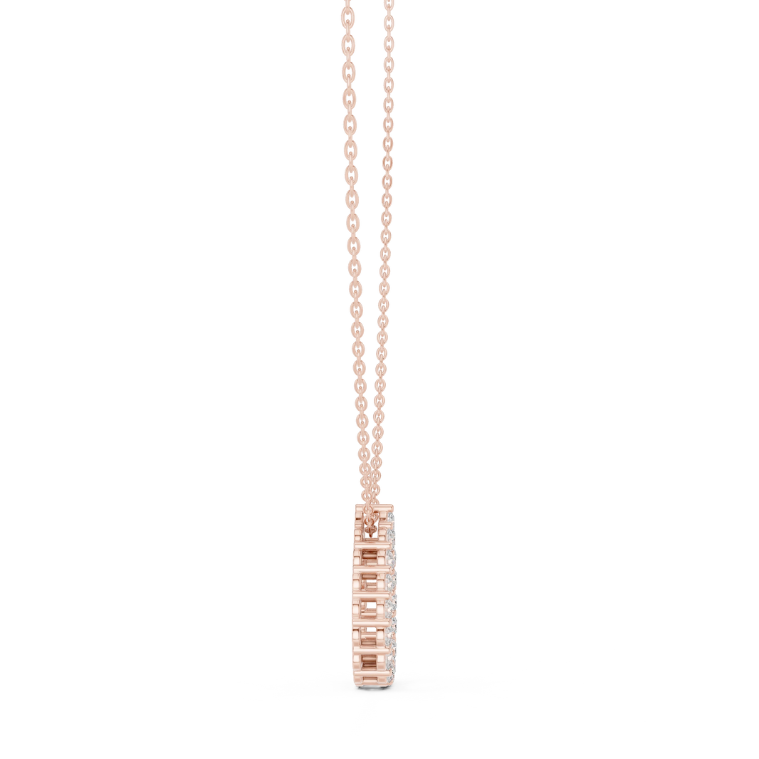 Open Teardrop Moissanite Pendant in rose 925 sterling silver, view 3
