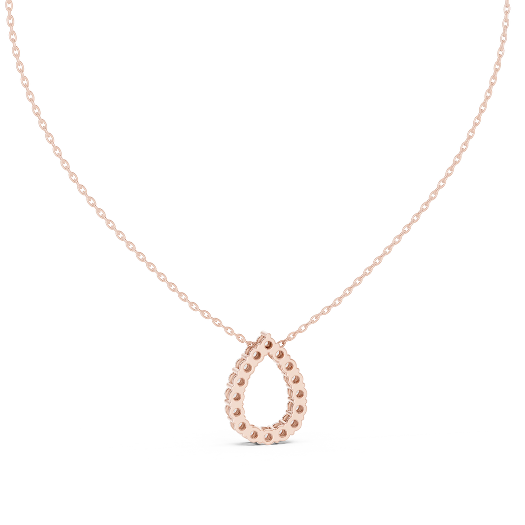 Open Teardrop Moissanite Pendant in rose 925 sterling silver, view 4