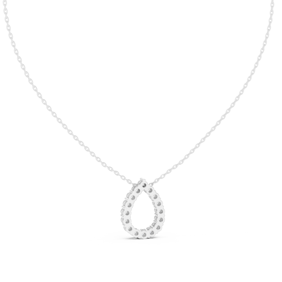 Open Teardrop Moissanite Pendant in white 925 sterling silver, view 4
