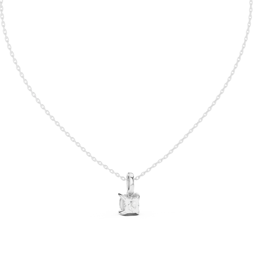 Cushion Cut Moissanite Solitaire Pendant with Pavรฉ Bail in white 925 sterling silver, view 4