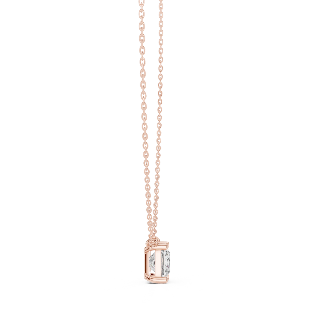 Princess Cut Moissanite Four Prong Station Pendant in rose 925 sterling silver, view 3