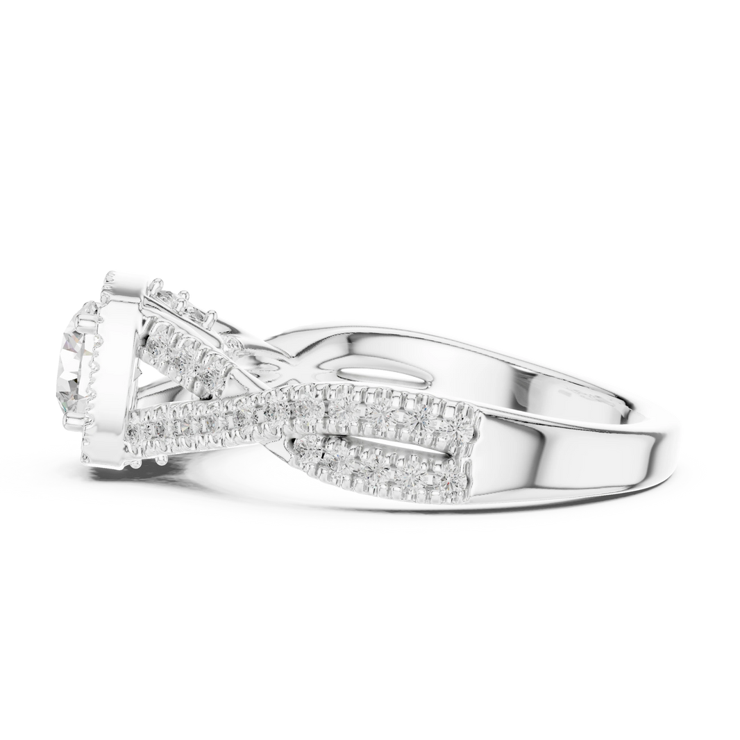 Cushion Halo Infinity Twist Pavé Moissanite Engagement Ring in white 925 sterling silver, view 3