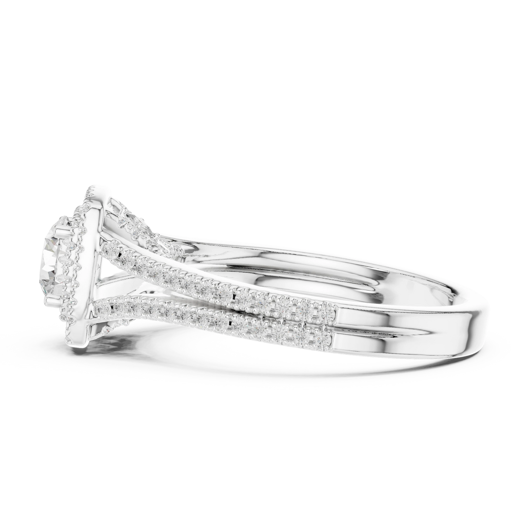 Square Cushion Double Halo Split Shank Moissanite Ring in white 925 sterling silver, view 3