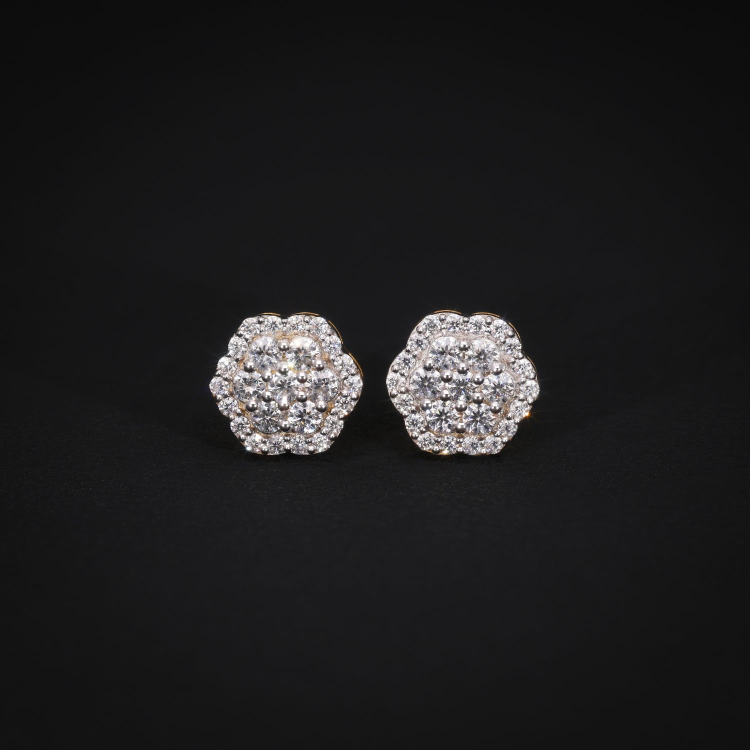 14K Yellow GOLD Flora Ice VVS Studs