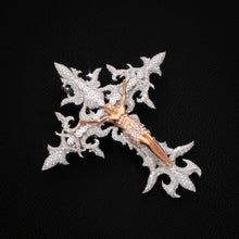 Divine ROSE GOLD Flame JESSUS Cross Pendant