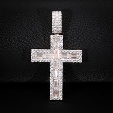 Rose Gold Jesus Cross Dip Down Baguette Pendant