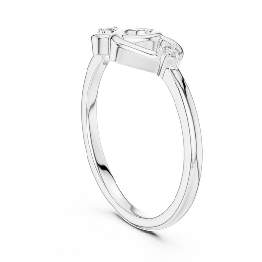 Interlocking Hearts Moissanite Ring in white 925 sterling silver, view 1