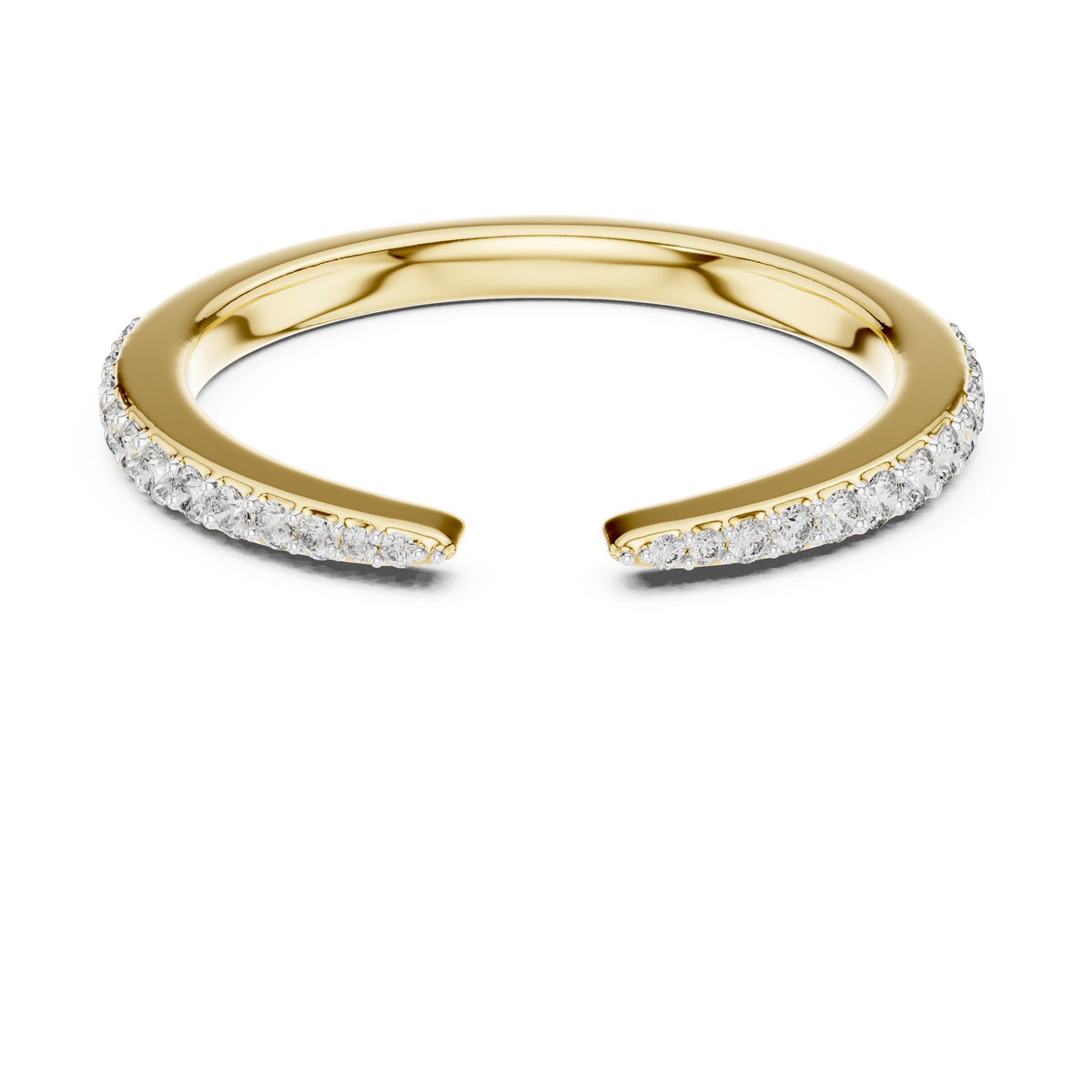 Open Cuff Pavé Moissanite Ring in yellow 925 sterling silver, view 4