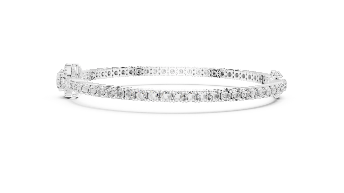 Oval Halo Centre Moissanite Tennis Bracelet in white 925 sterling silver, view 4