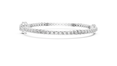 Oval Halo Centre Moissanite Tennis Bracelet in white 925 sterling silver, view 4